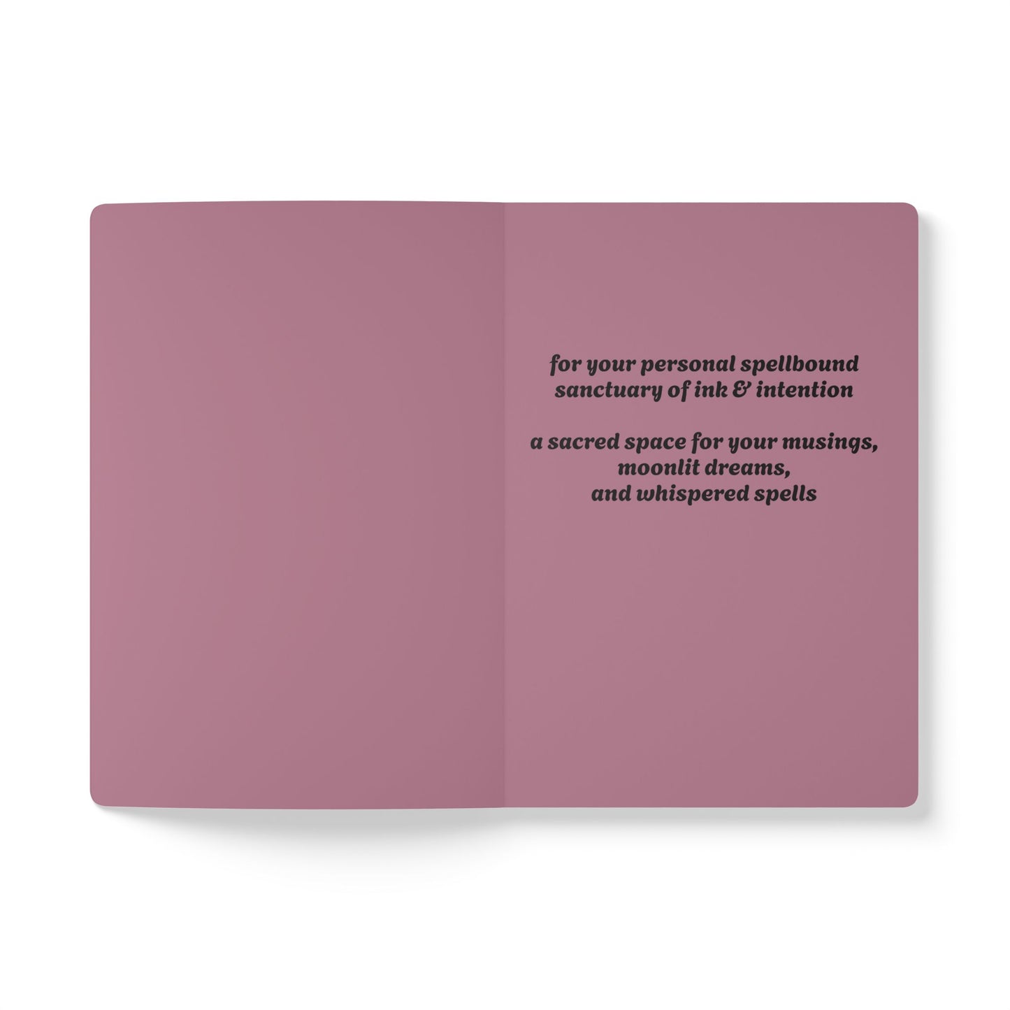 Inside second page of pink journal notebook with inspirational text in black