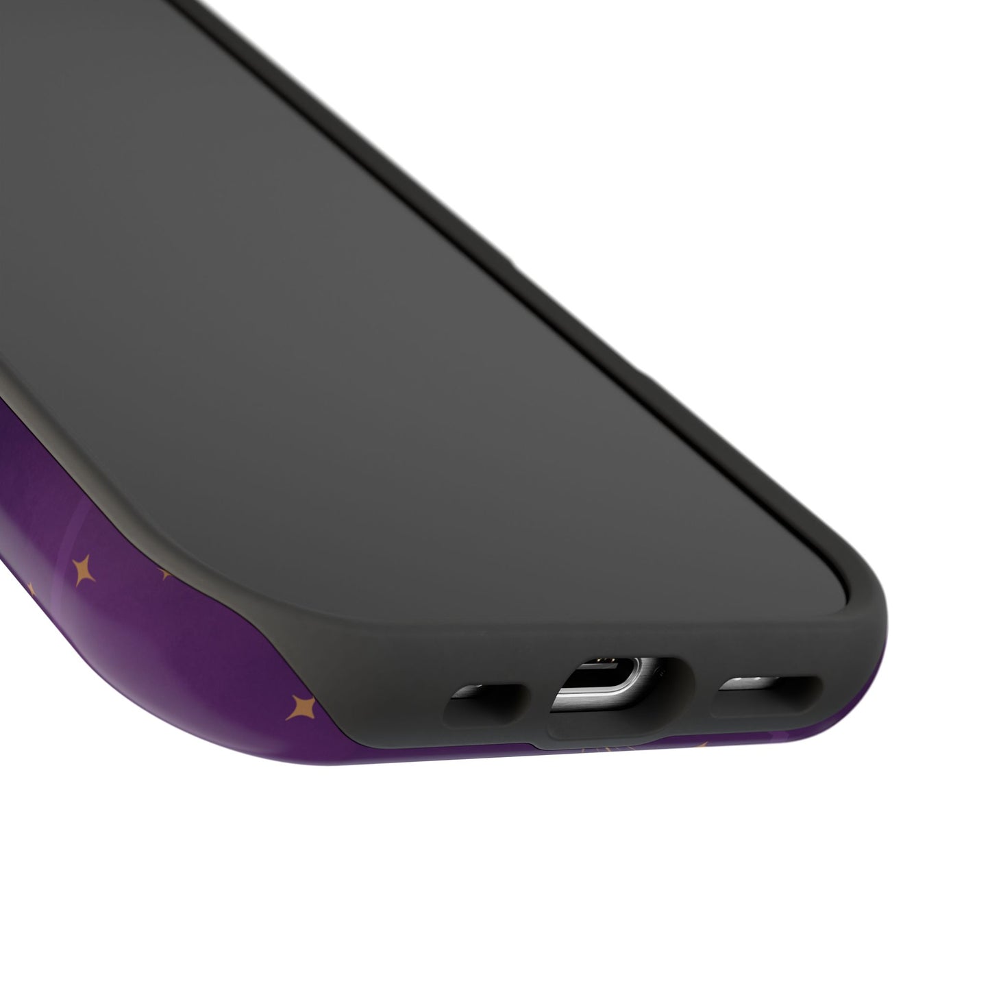 Mystical Moonlit Sky Purple & Gold Phone Case - Celestial Moon and Stars iPhone Samsung