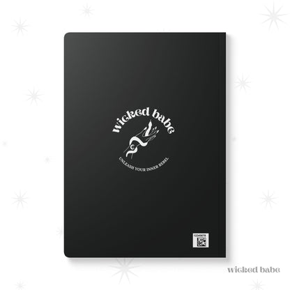 Witchy Woman Journal in Black - Celestial Witch and Black Cat Notebook