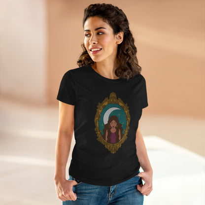 Mystical Moon Goddess T-Shirt - Womens Celestial Graphic Tee, Semi-Fitted Cotton Shirt