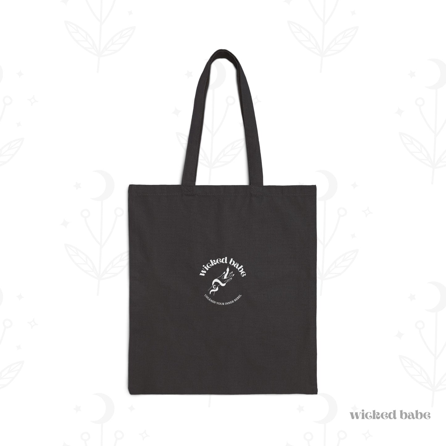 Witchy Woman Tote Bag - Celestial Witch and Black Cat Canvas Tote