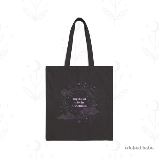 Mystical Witchy Rebellious Tote Bag - Celestial Everyday Canvas Tote