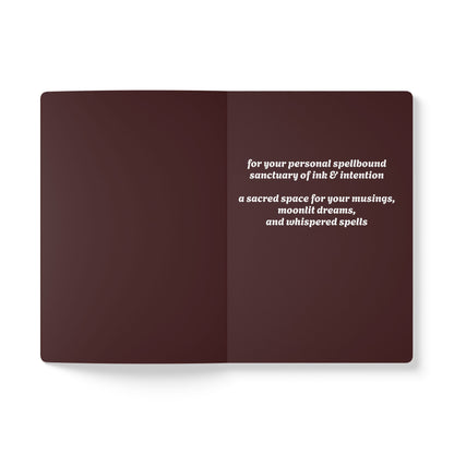 Witchy Woman Journal in Burgundy - Celestial Witch and Black Cat Notebook