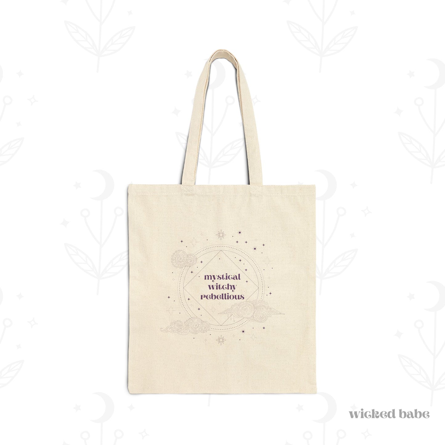 Mystical Witchy Rebellious Tote Bag - Celestial Everyday Canvas Tote
