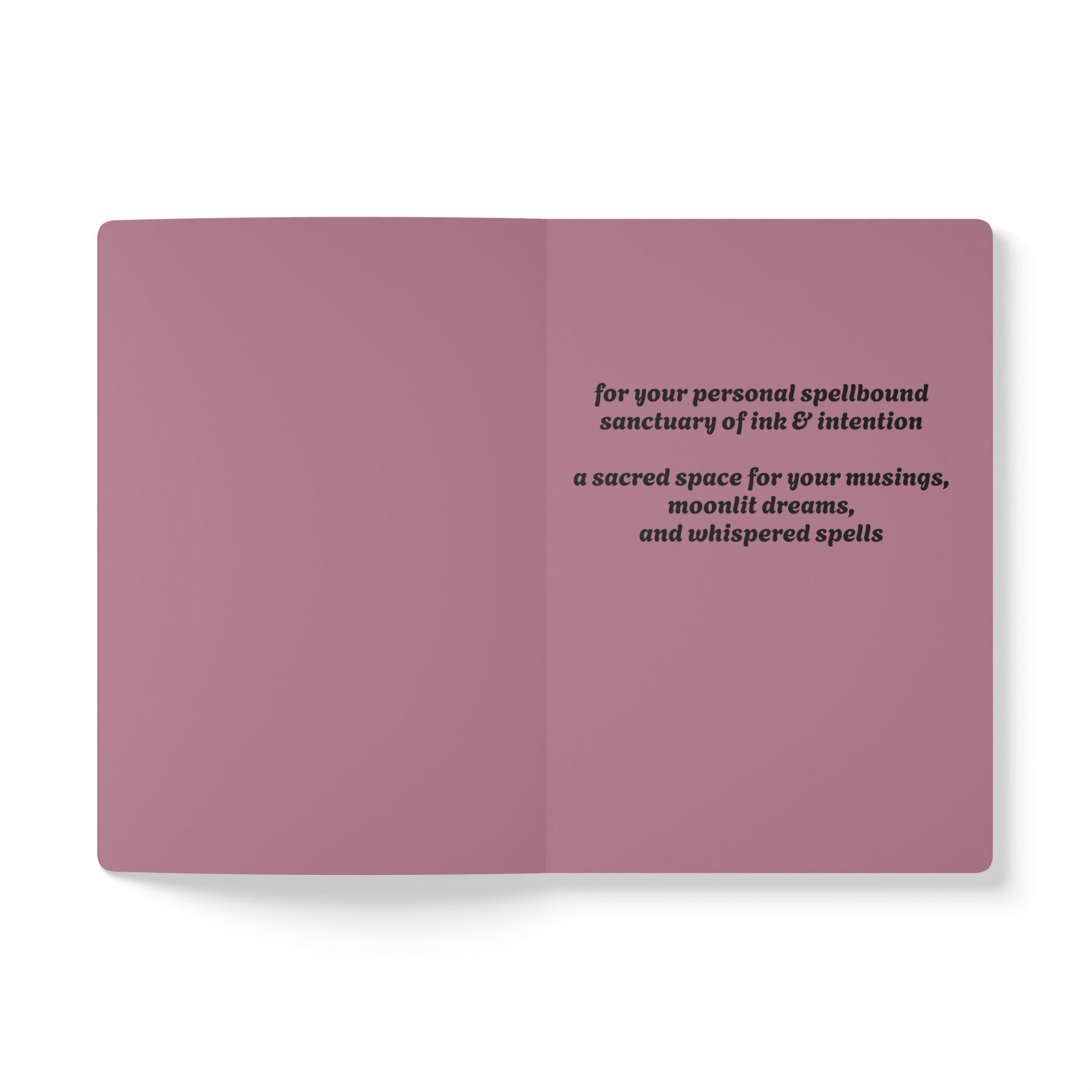 Inside second page of pink journal notebook with inspirational text in black