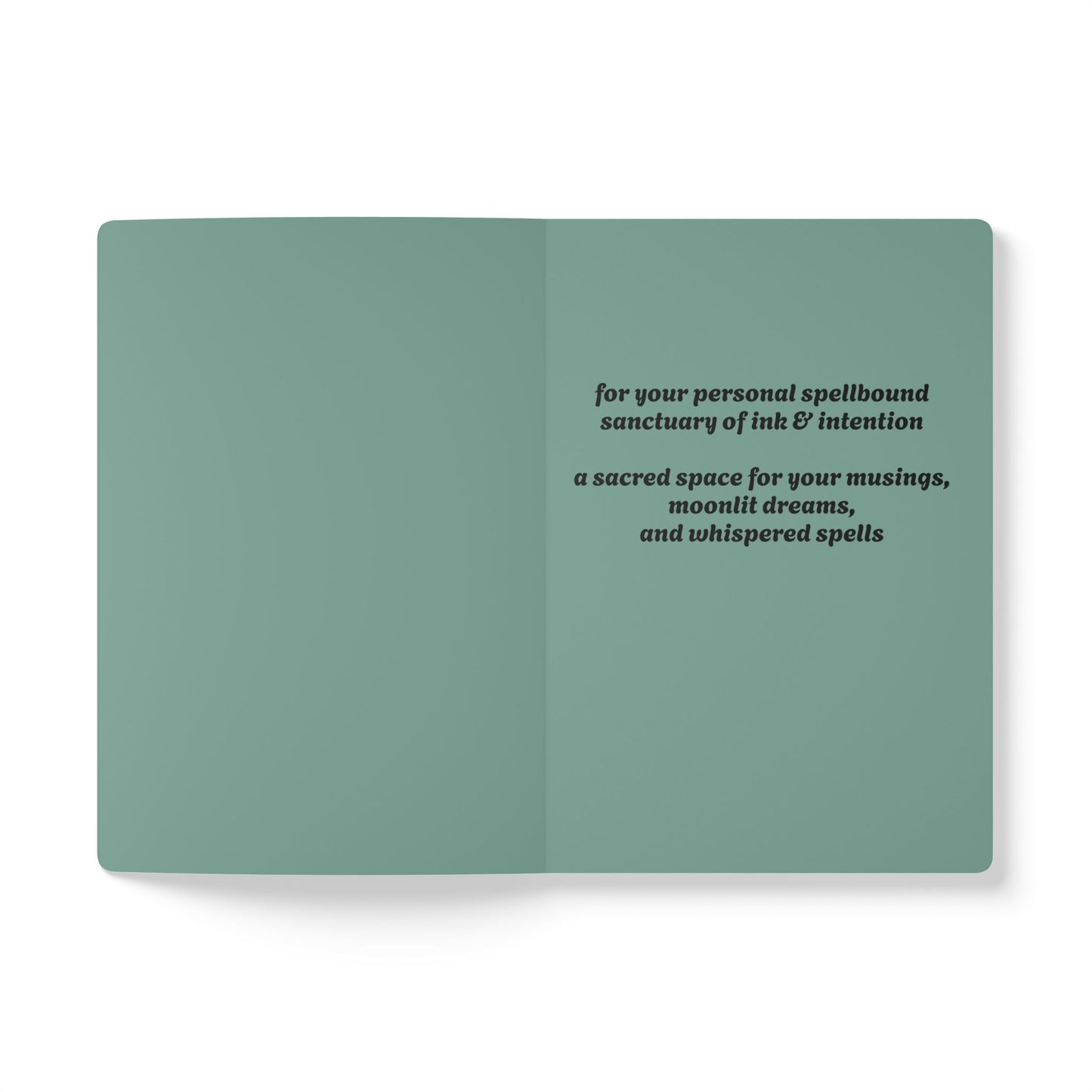 Inside second page of green journal notebook with inspirational text in black