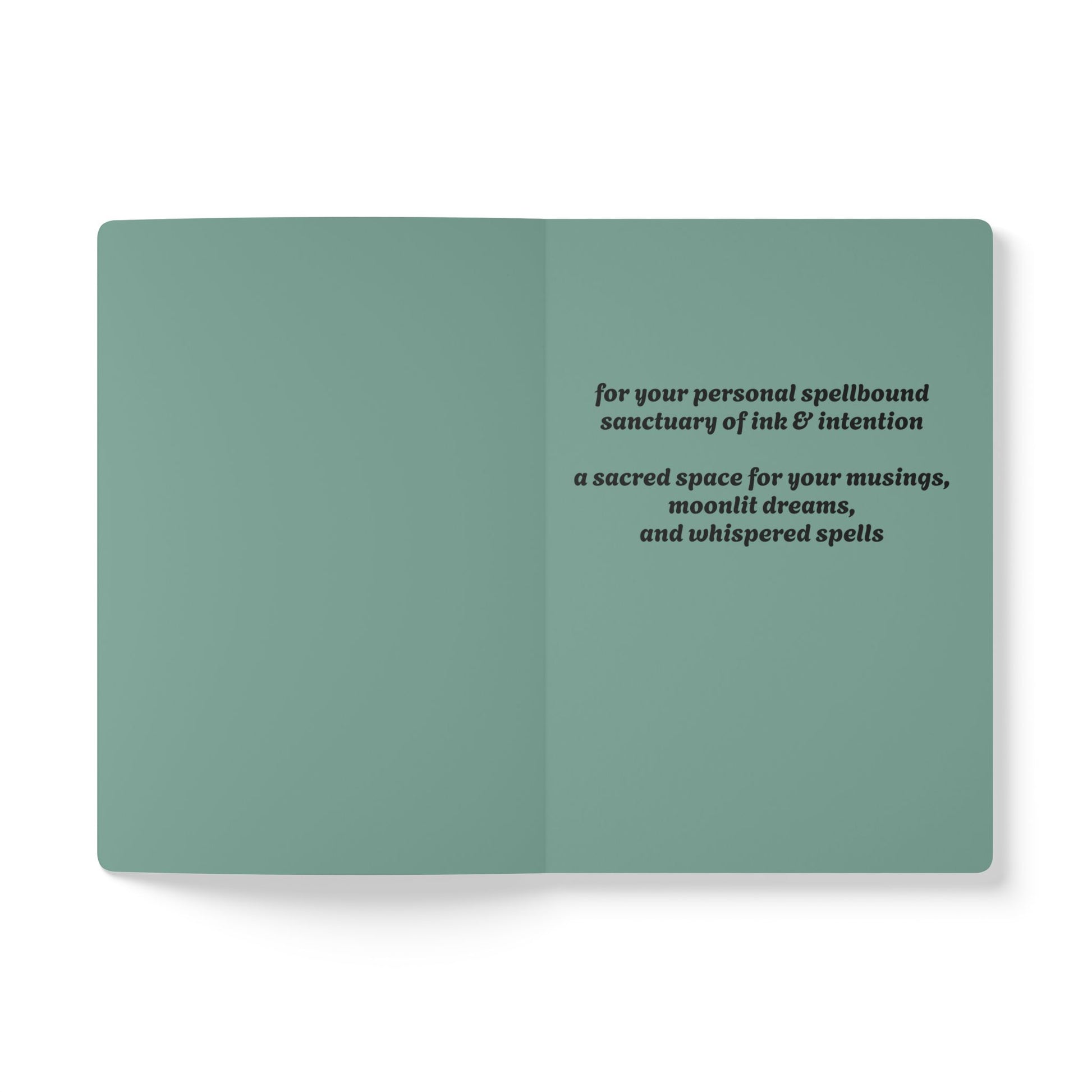 Inside second page of green journal notebook with inspirational text in black