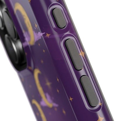Mystical Moonlit Sky Purple & Gold Phone Case - Celestial Moon and Stars iPhone Samsung